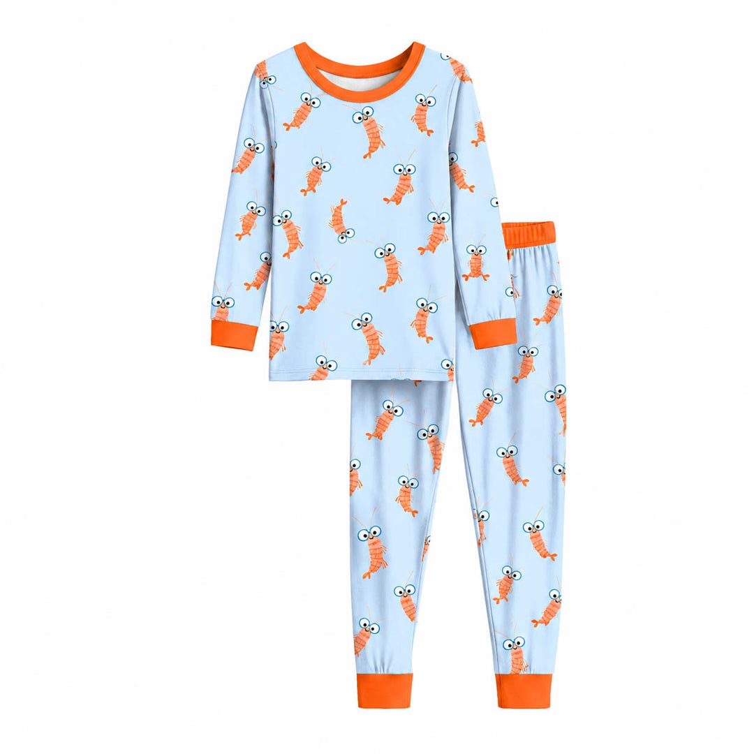 Playful Shrimp Parade Bamboo Two Piece Long Sleeve Pajama Set