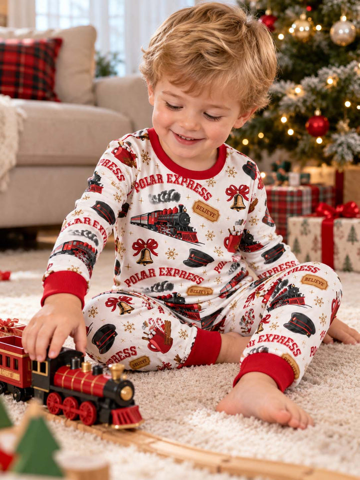 Polar Express Christmas Bamboo Two Piece Long Sleeve Pajama Set