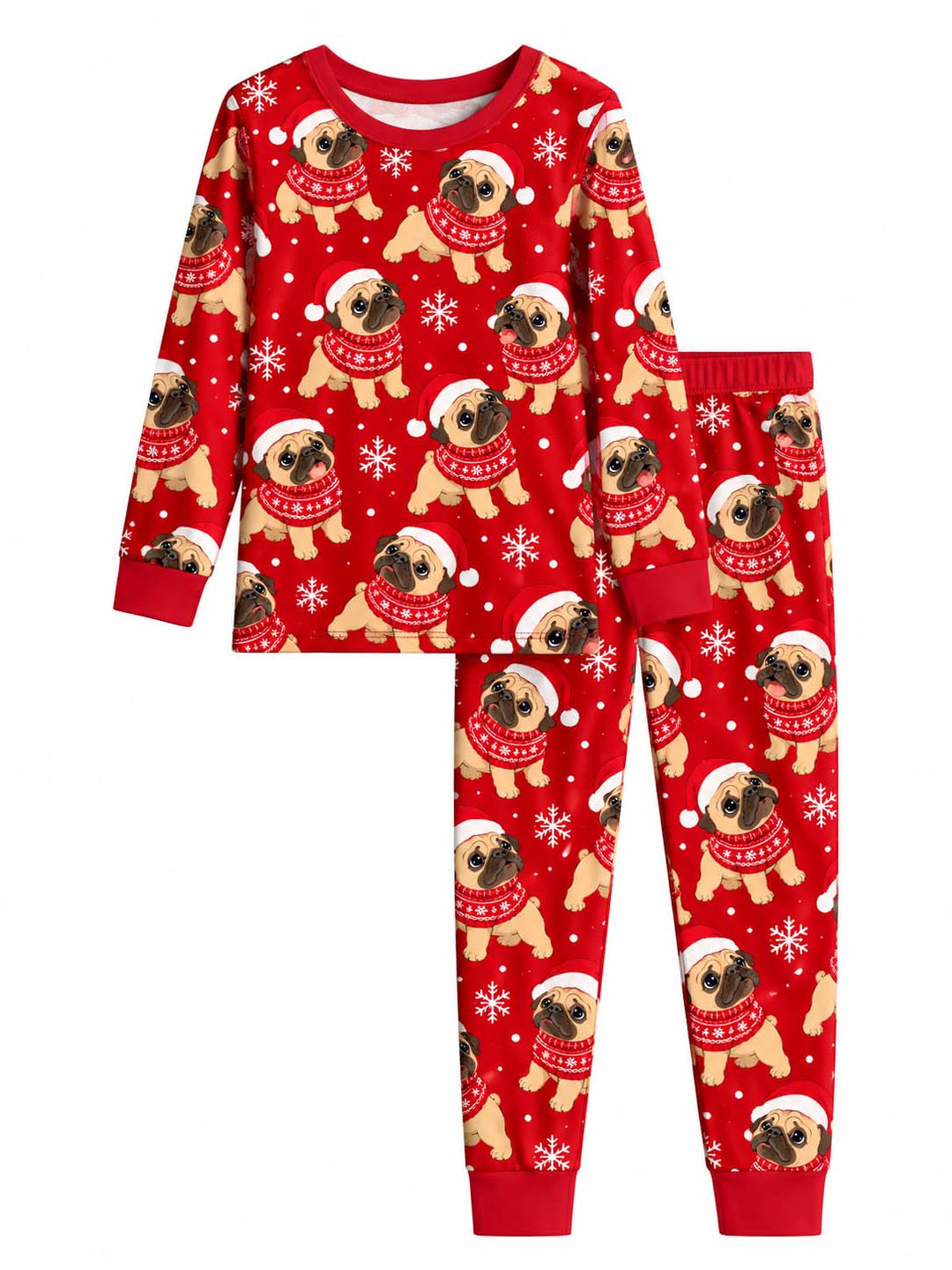 Pug Christmas Sweater Bamboo Two Piece Long Sleeve Pajama Set