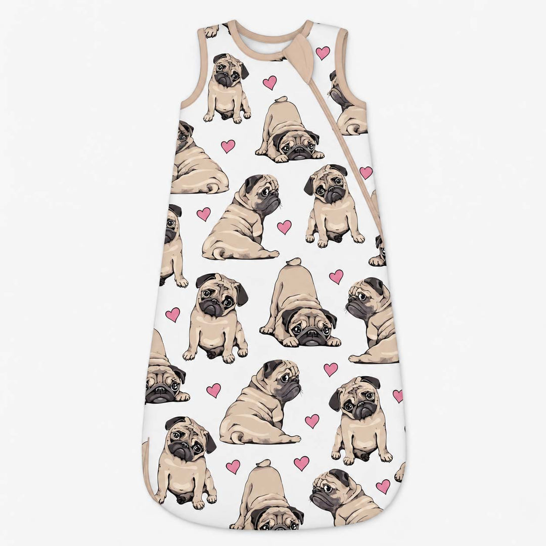Pug Love Hearts Bamboo Sleep Bag
