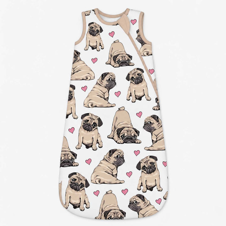 Pug Love Hearts Bamboo Sleep Bag