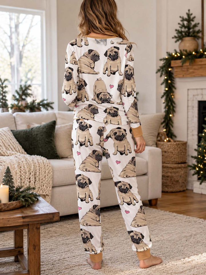 Pug Love Hearts Bamboo Women Pajama Set