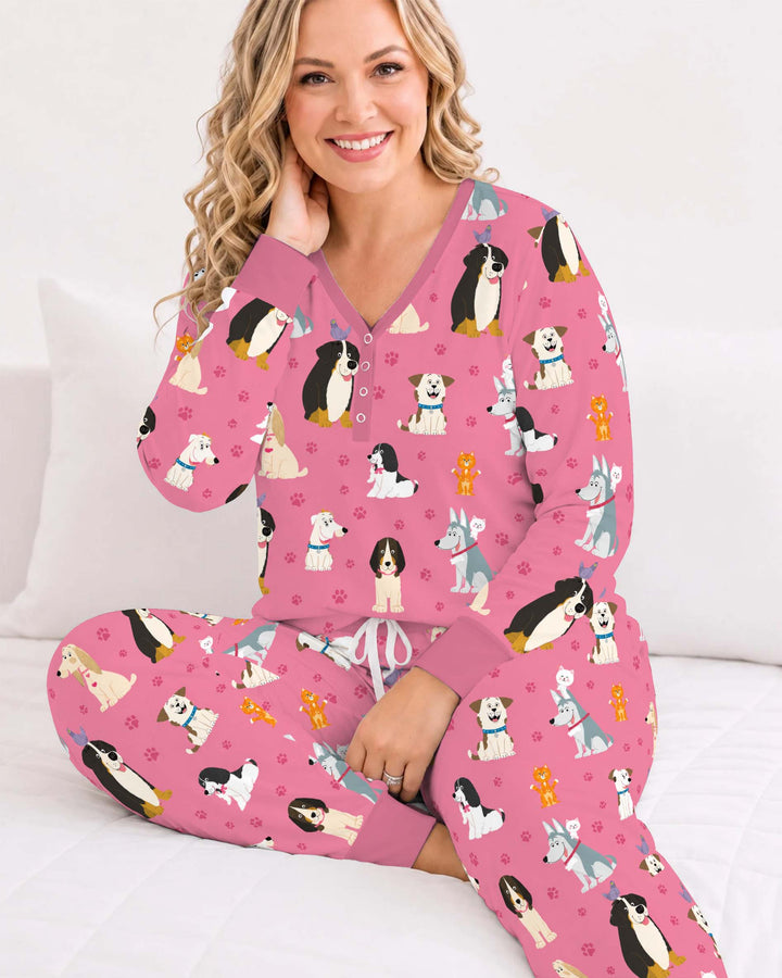 Puppy Party Pals Bamboo Women Pajama Set