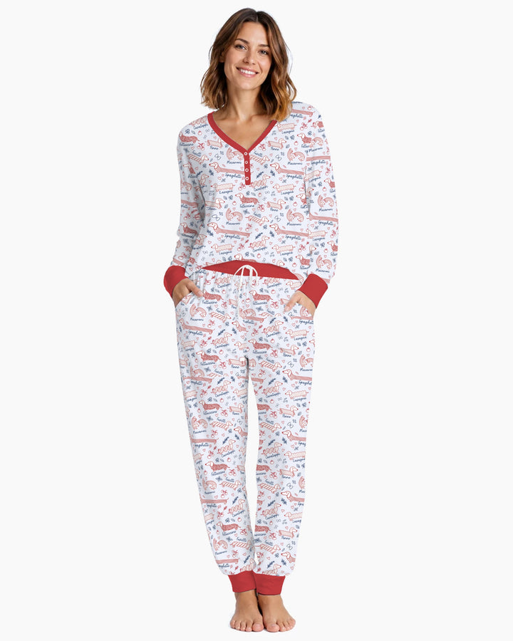 Funny Dachshund Pasta Pups Bamboo Women Pajama Set