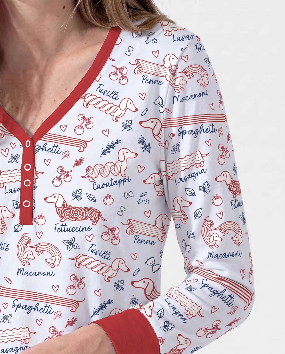 Funny Dachshund Pasta Pups Bamboo Women Pajama Set