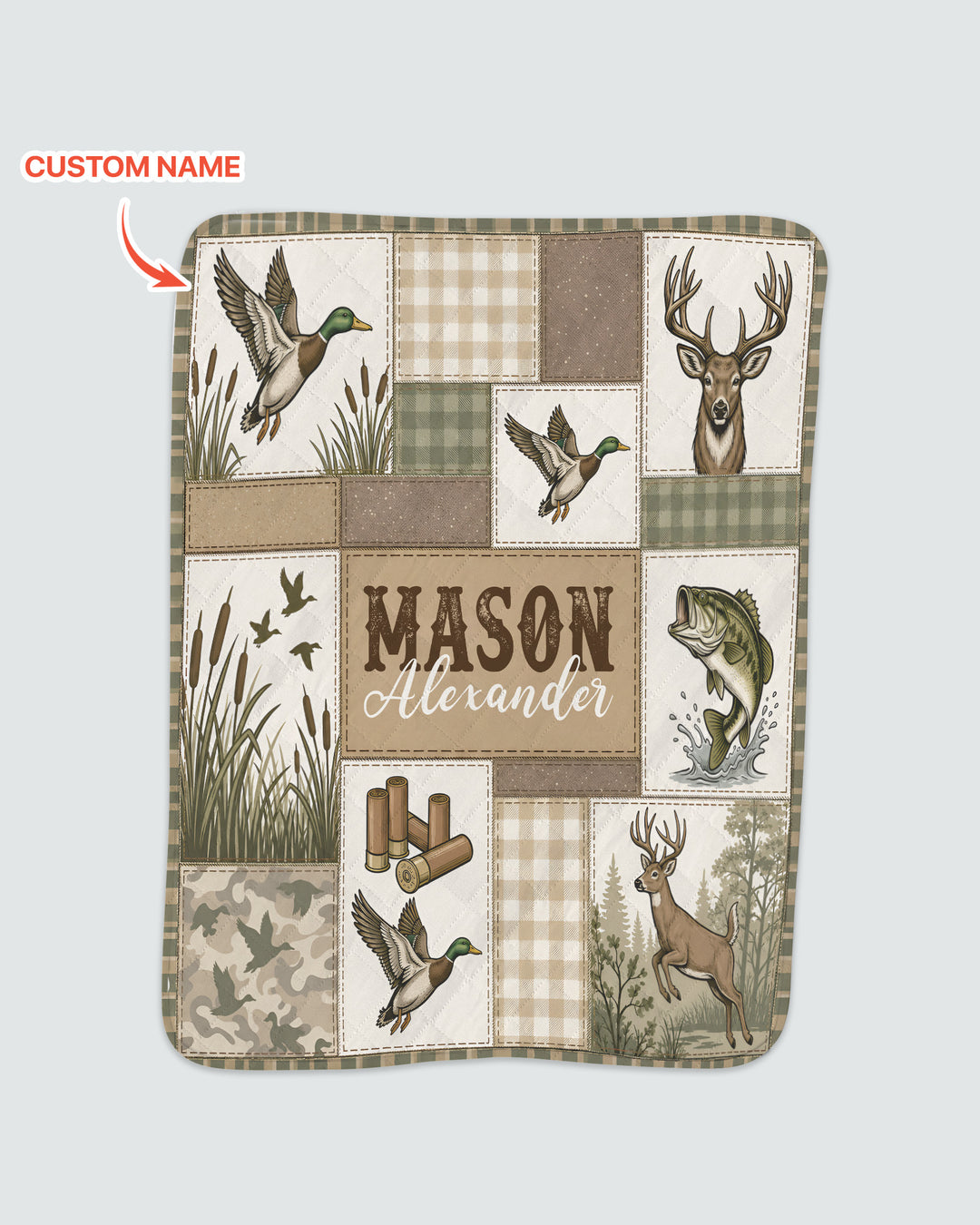 Custom Name Little Sportsman Bamboo Quilt Blanket