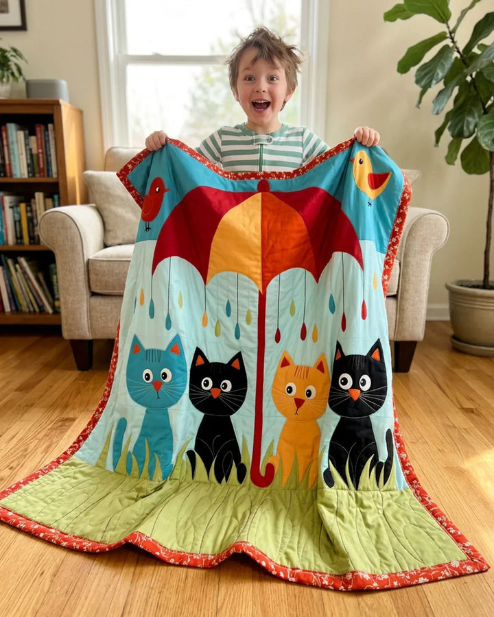 Rainbow Whiskers Bamboo Quilt Blanket