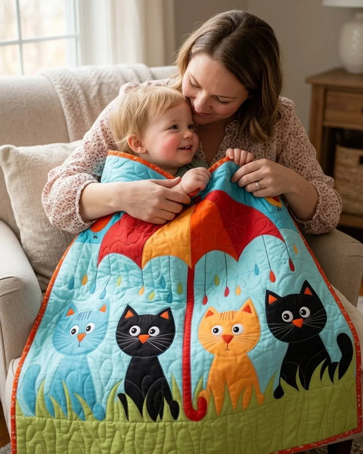 Rainbow Whiskers Bamboo Quilt Blanket