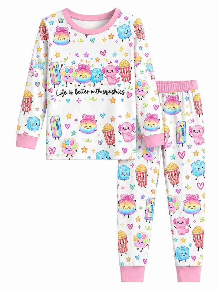 Rainbow Squishy Friends Bamboo Two Piece Long Sleeve Pajama Set