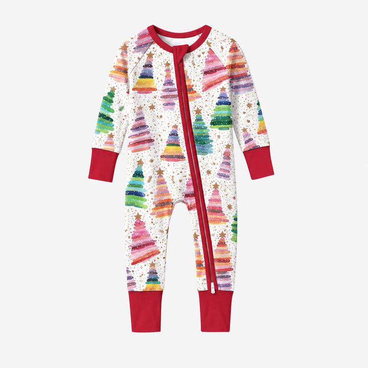 Rainbow Watercolor Christmas Trees Bamboo Convertible Zippy