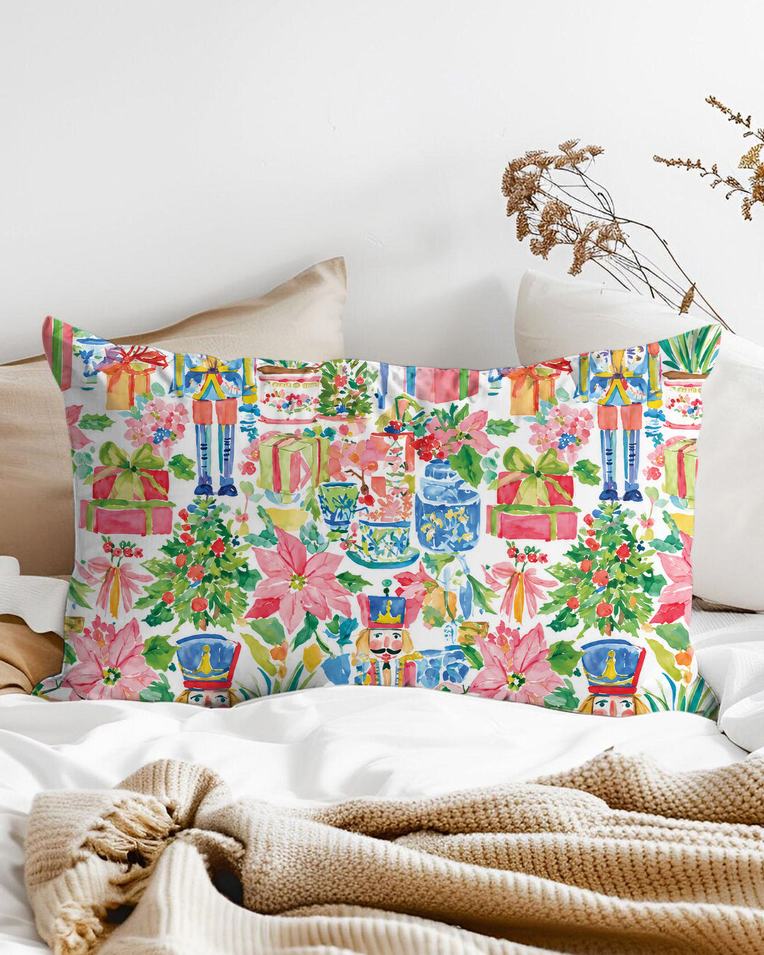Watercolor Nutcracker Holiday Bamboo Pillow Case