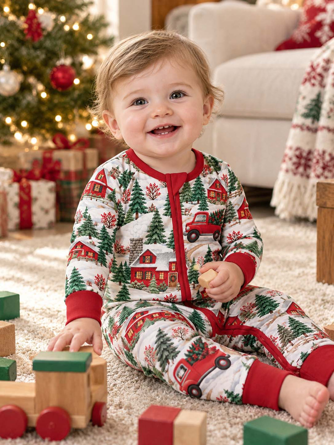 Red Truck Christmas Village Bamboo Convertible Zippy
