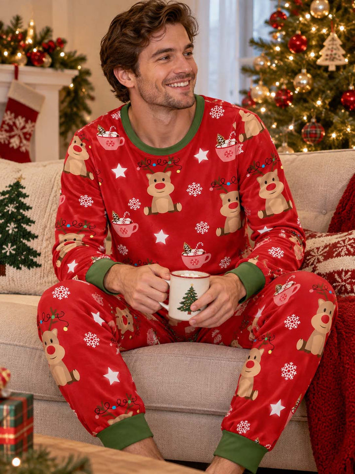 Reindeer Cocoa Christmas Bamboo Men's Pajama Set