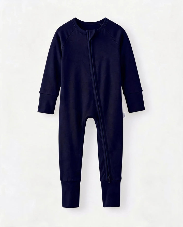 Cetacean Blue Bamboo Convertible Zippered Romper