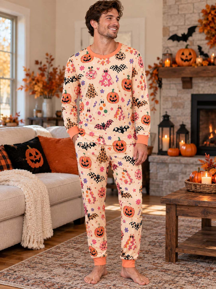 Retro Floral Halloween Bamboo Men's Pajama Set