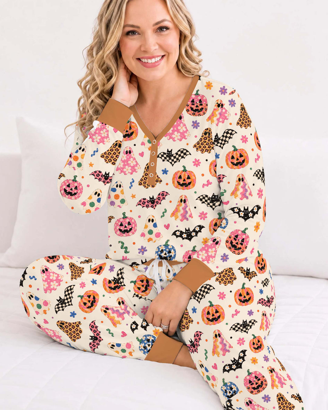 Retro Floral Halloween Bamboo Women Pajama Set
