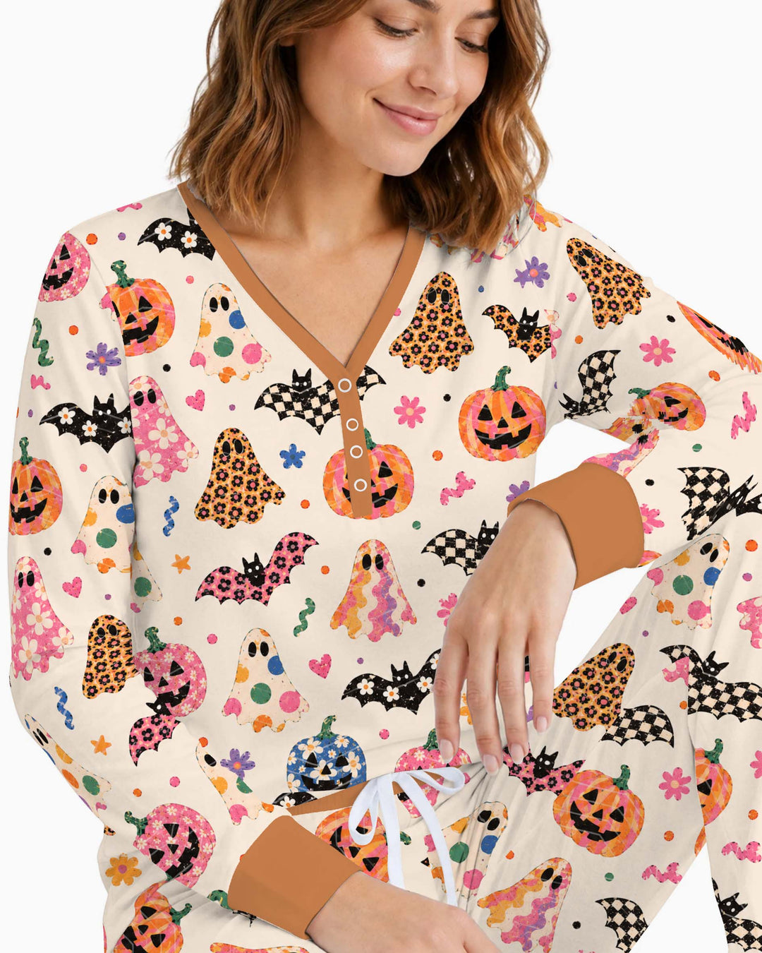 Retro Floral Halloween Bamboo Women Pajama Set