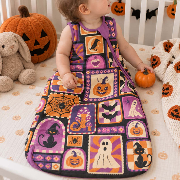 Retro Halloween Collage Bamboo Sleep Bag