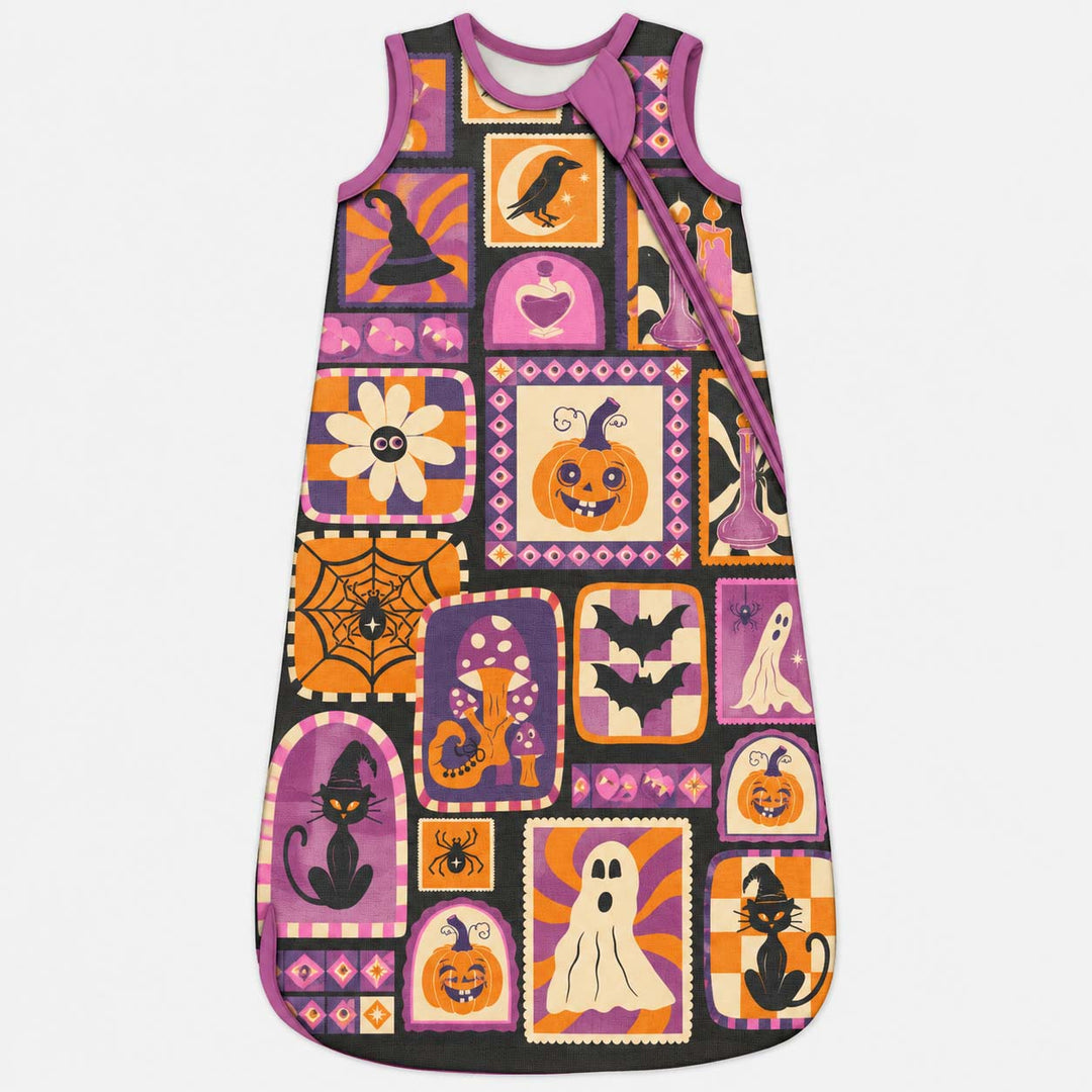 Retro Halloween Collage Bamboo Sleep Bag
