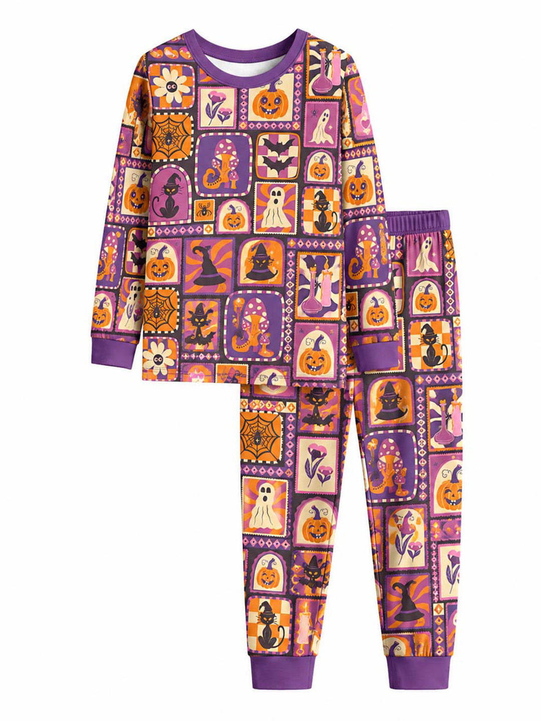 Retro Halloween Collage Bamboo Men's Pajama Set