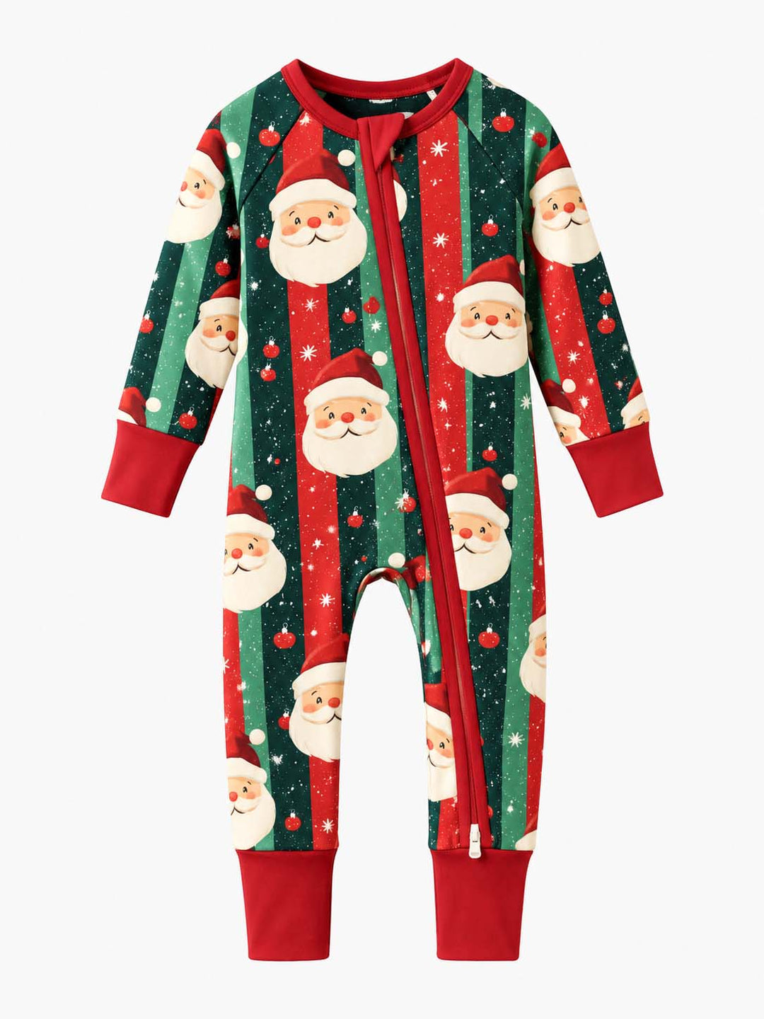 Retro Santa Christmas Stripes Bamboo Convertible Zippy