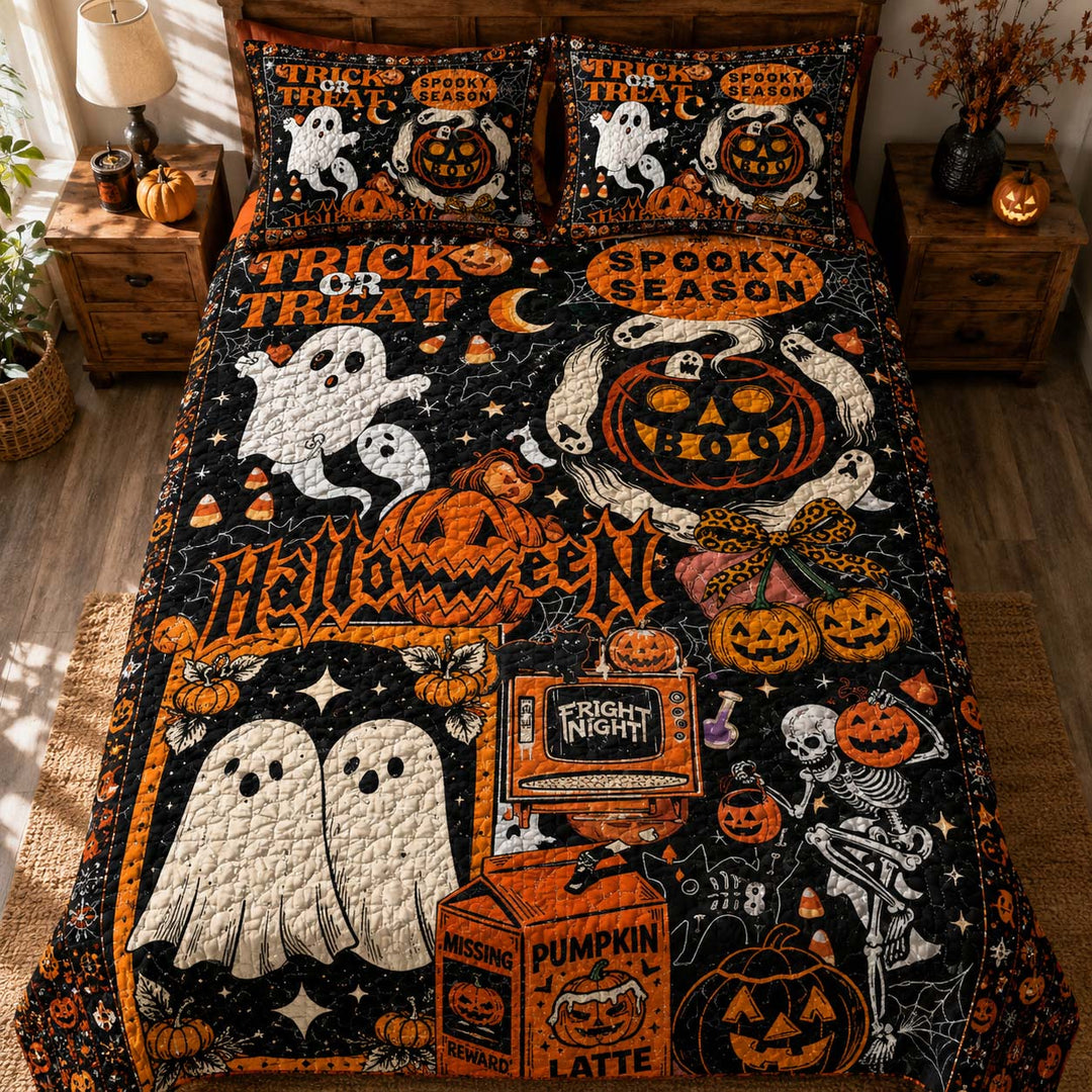 Retro Spooky Halloween Bamboo Quilt Bedding Set
