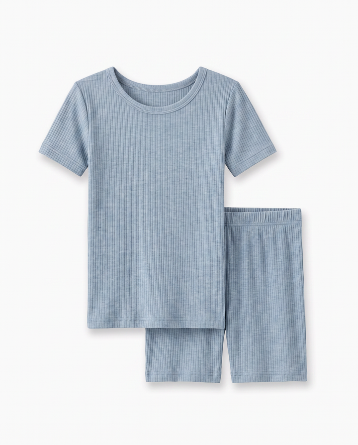 Ribbed Bamboo Two Piece Short Sleeve Short Pajama Set