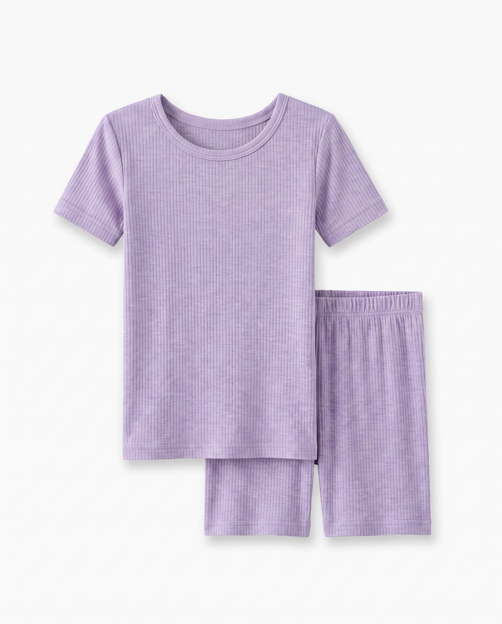 Ribbed Bamboo Two Piece Short Sleeve Short Pajama Set