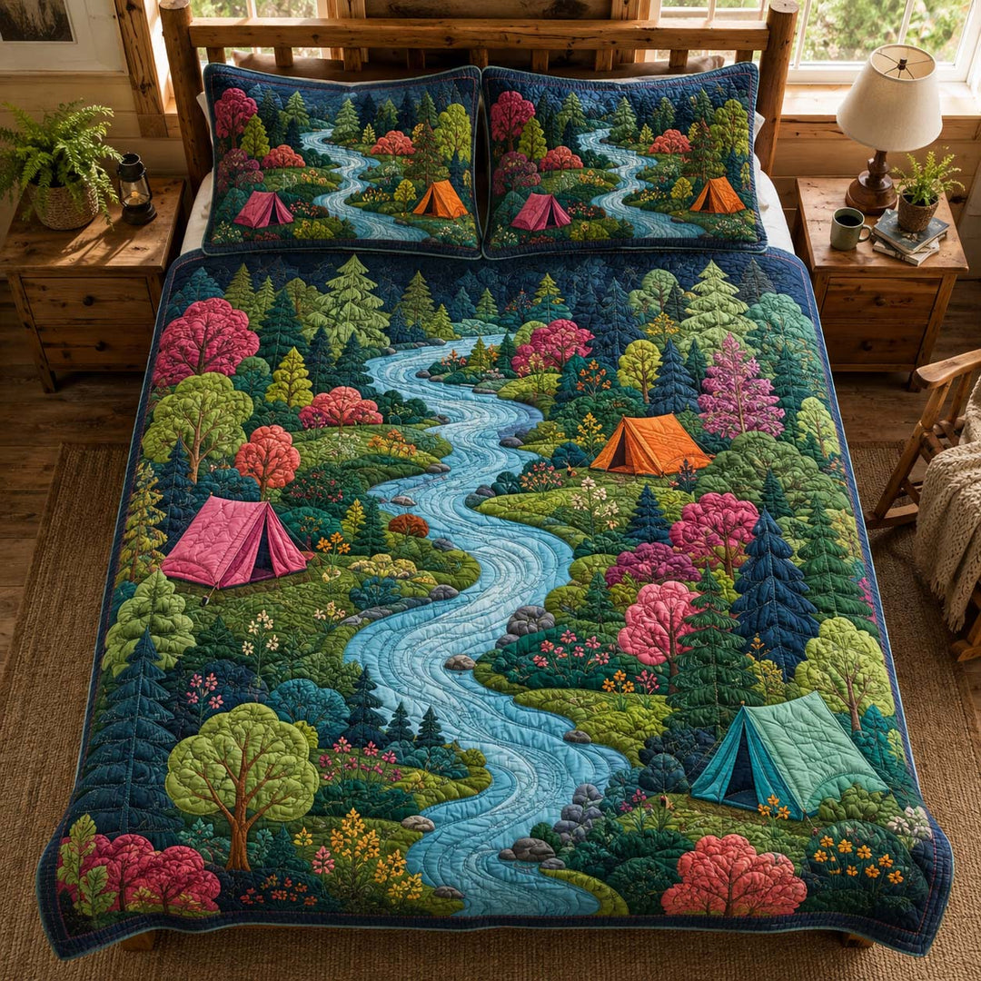 Riverside Camping Escape Bamboo Quilt Bedding Set
