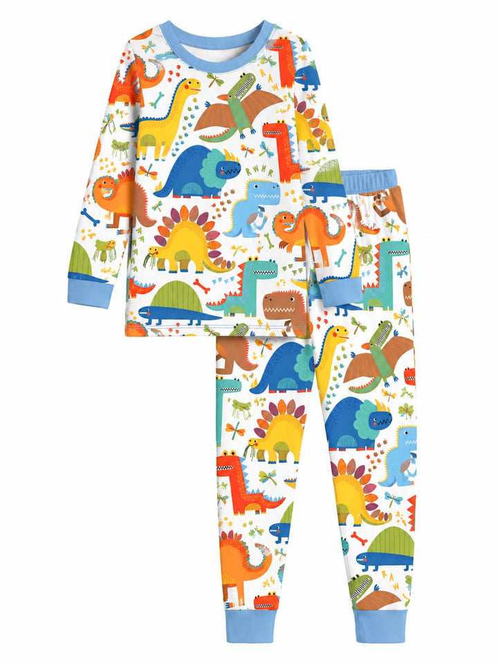 Roaring Dinosaur World Bamboo Two Piece Long Sleeve Pajama Set