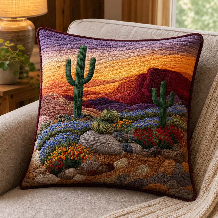 Rustic Cactus Bamboo Quilt Pillow Case