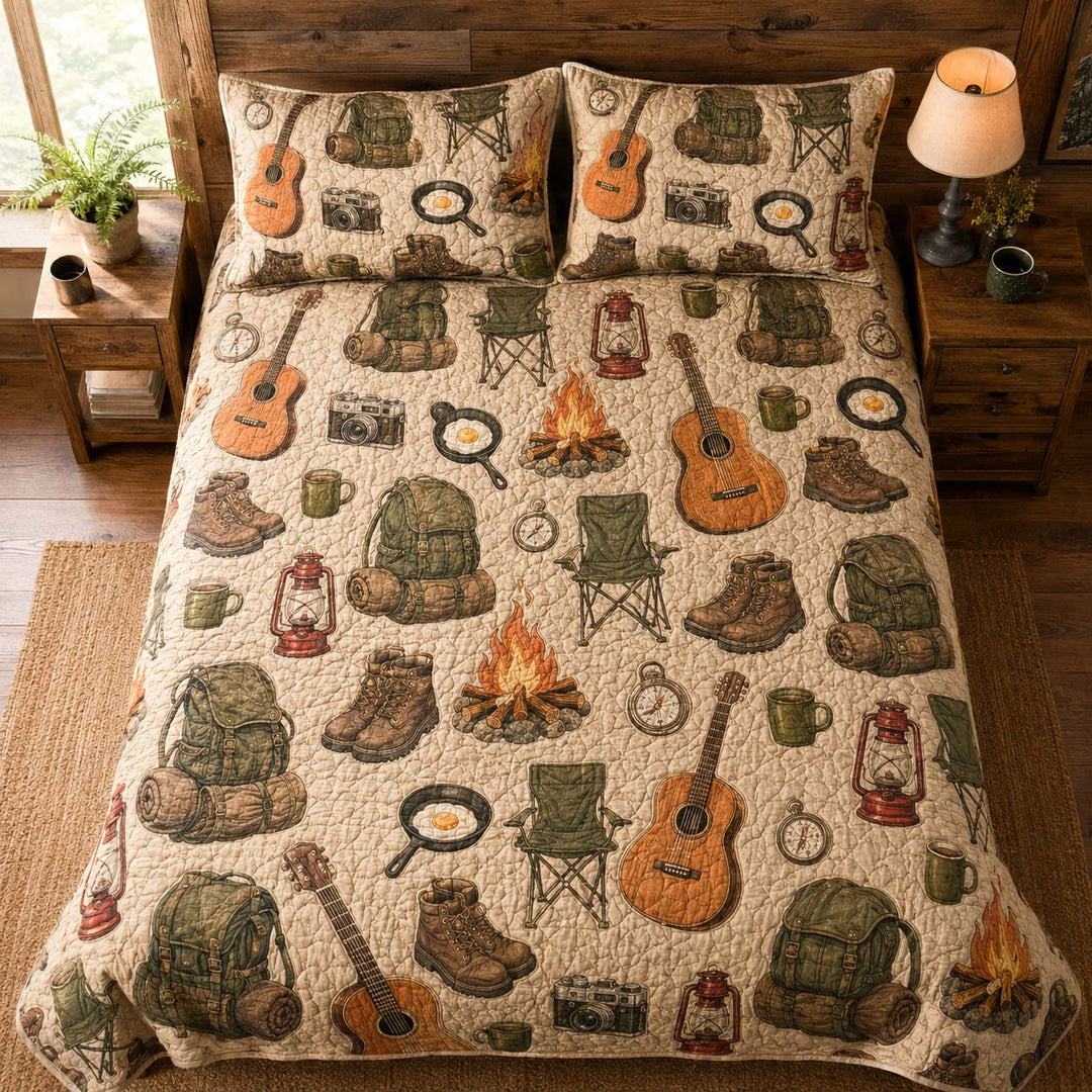 Rustic Camping Essentials Bamboo Quilt Bedding Set