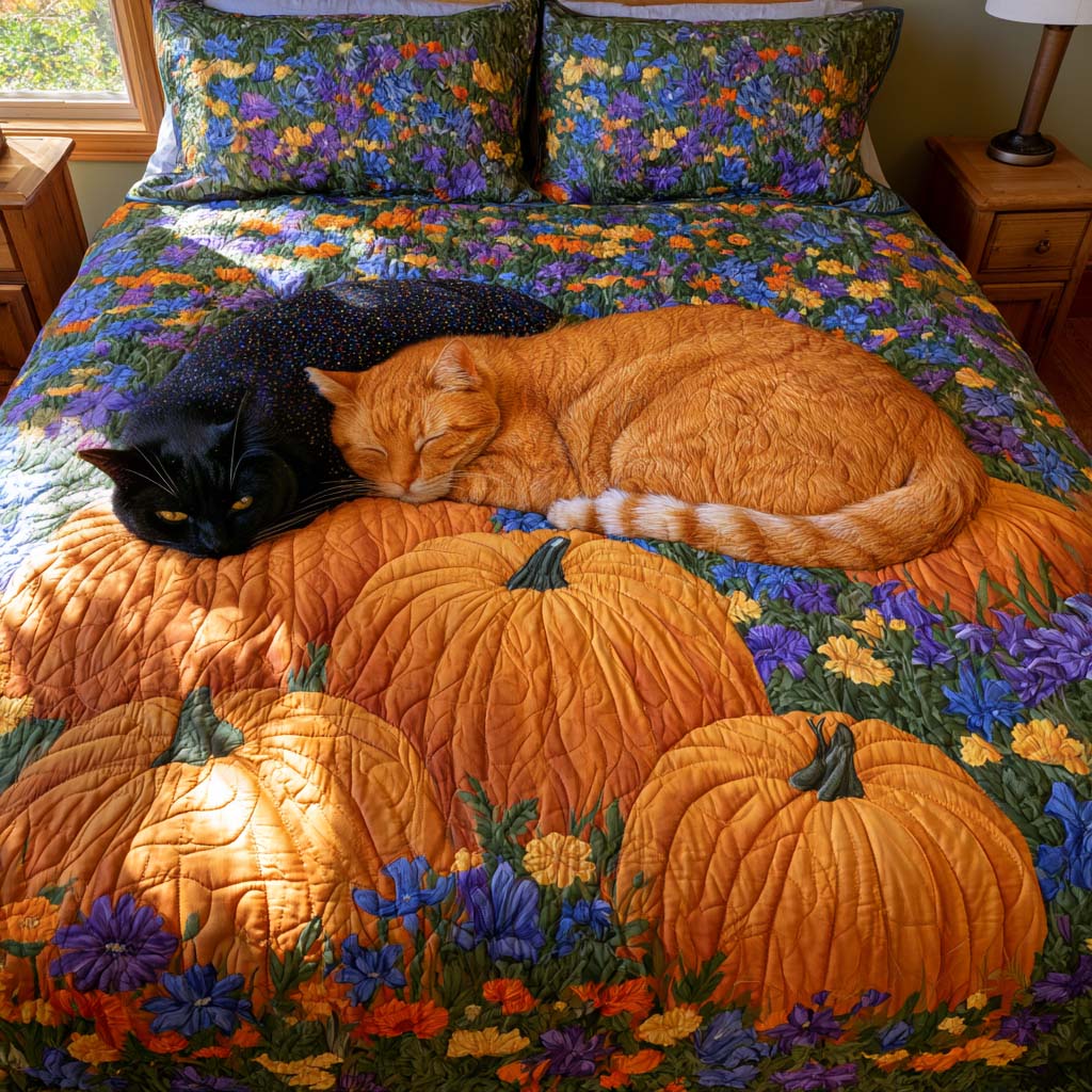 Rustic Cat Life Bamboo Quilt Bedding Set