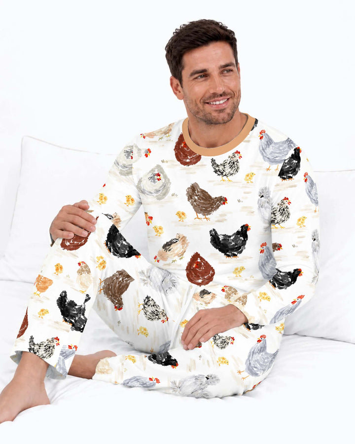 Rustic Chicken Farm Bamboo Men's Pajama Set