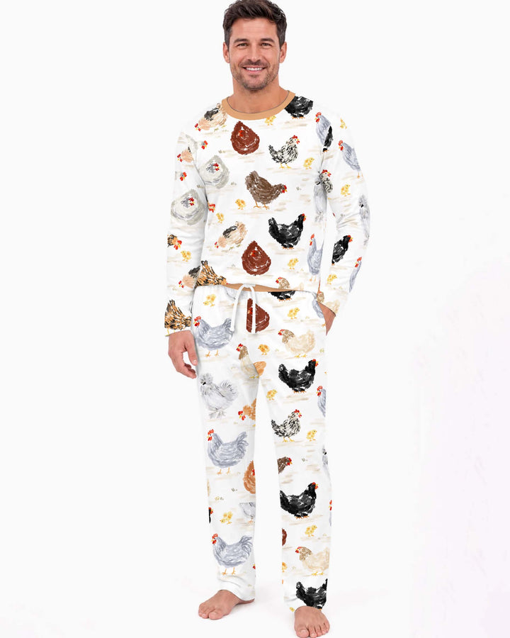 Rustic Chicken Farm Bamboo Men's Pajama Set