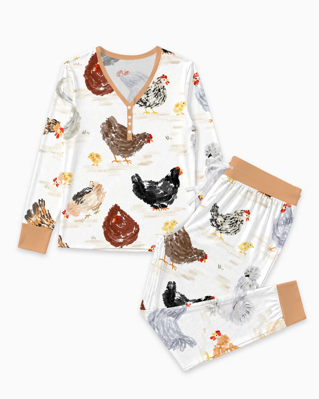 Rustic Chicken Farm Bamboo Women Pajama Set