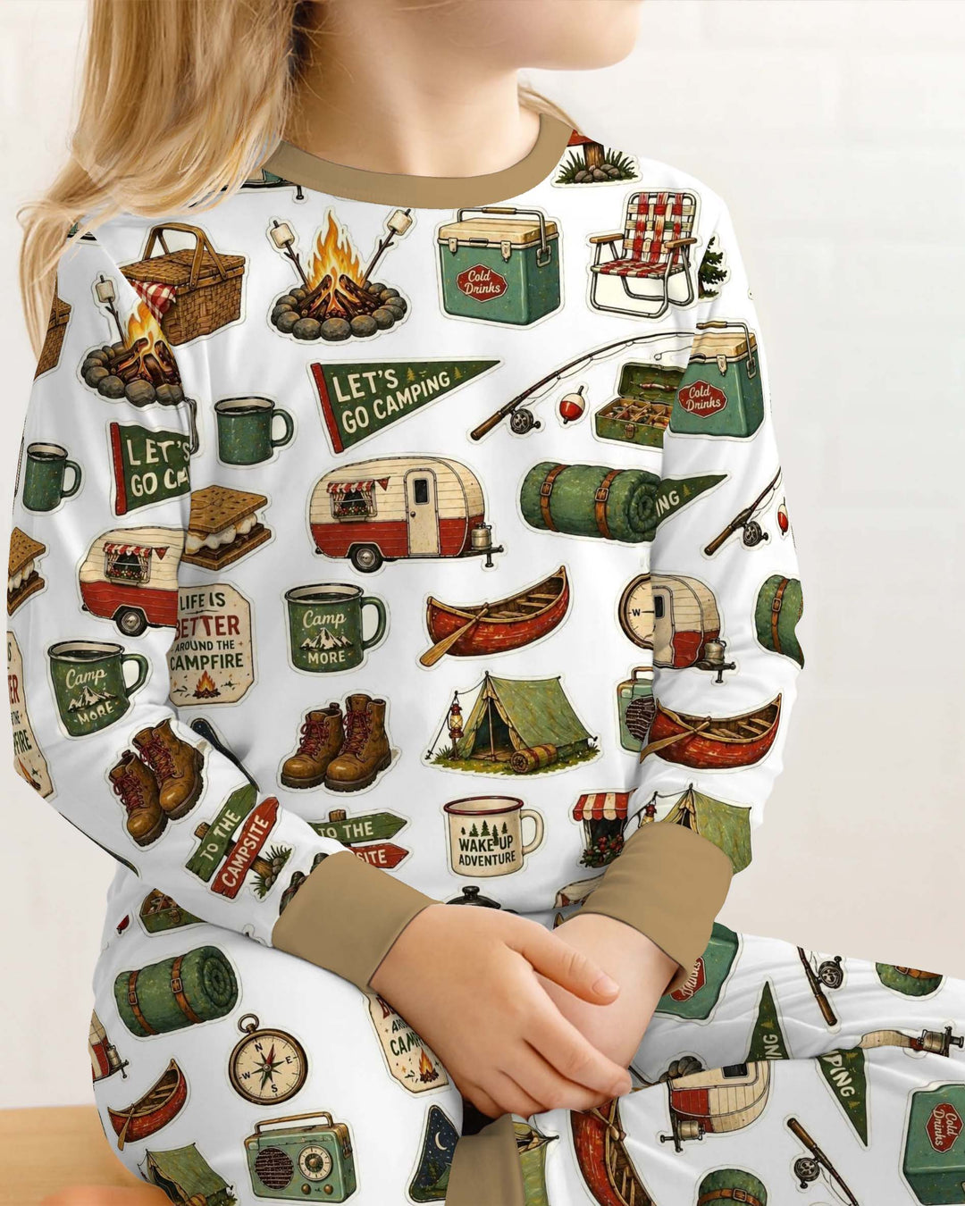 Rustic Happy Campers Bamboo Two Piece Long Sleeve Pajama Set