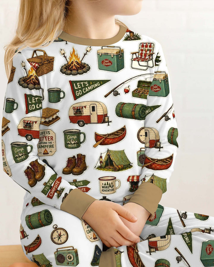 Rustic Happy Campers Bamboo Two Piece Long Sleeve Pajama Set