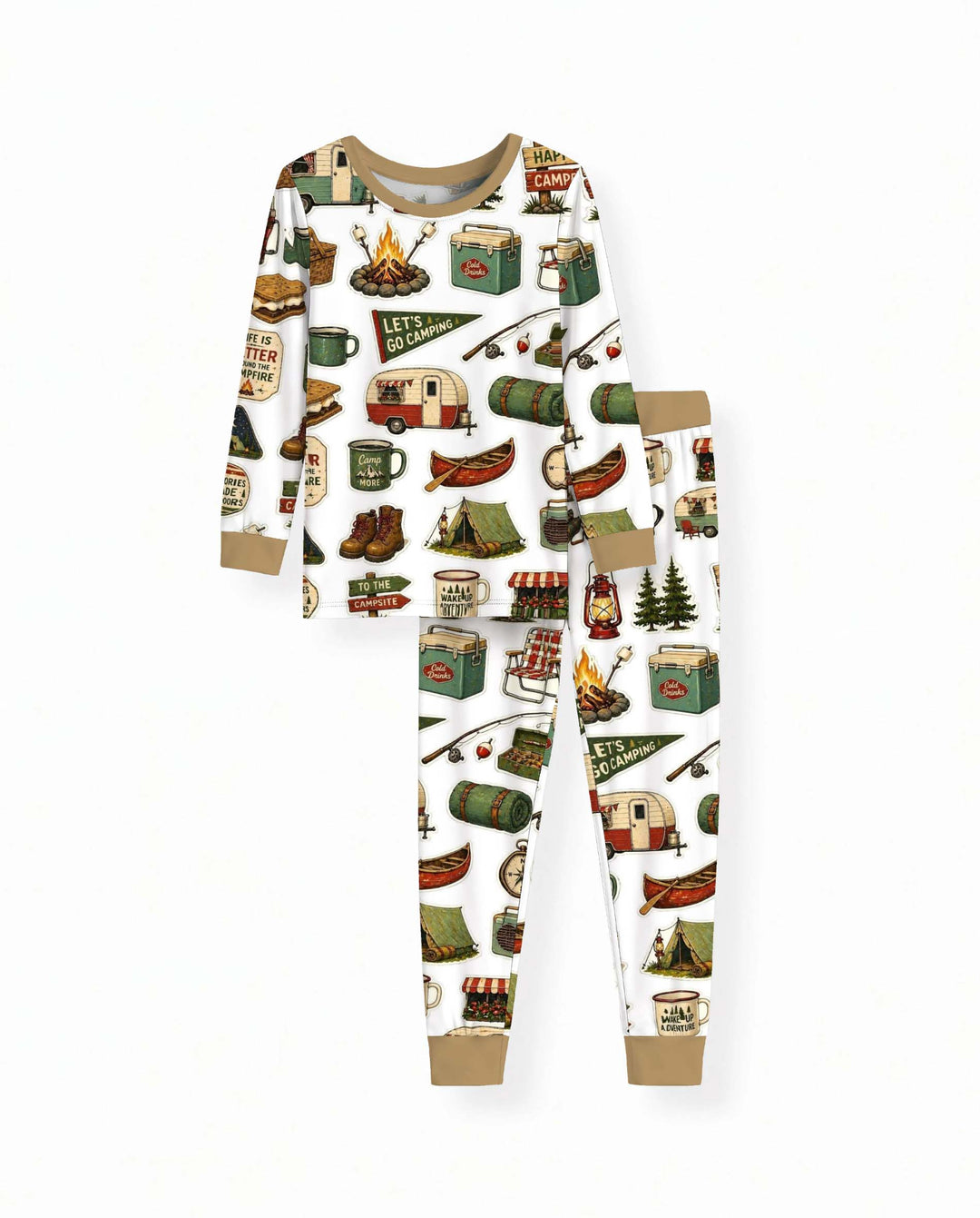 Rustic Happy Campers Bamboo Two Piece Long Sleeve Pajama Set