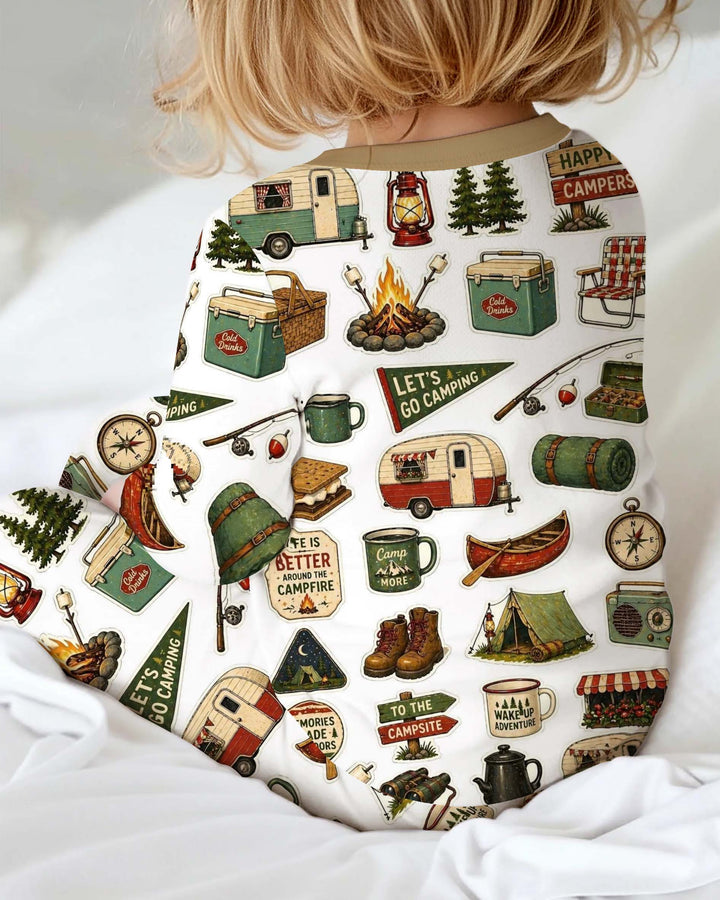 Rustic Happy Campers Bamboo Two Piece Long Sleeve Pajama Set