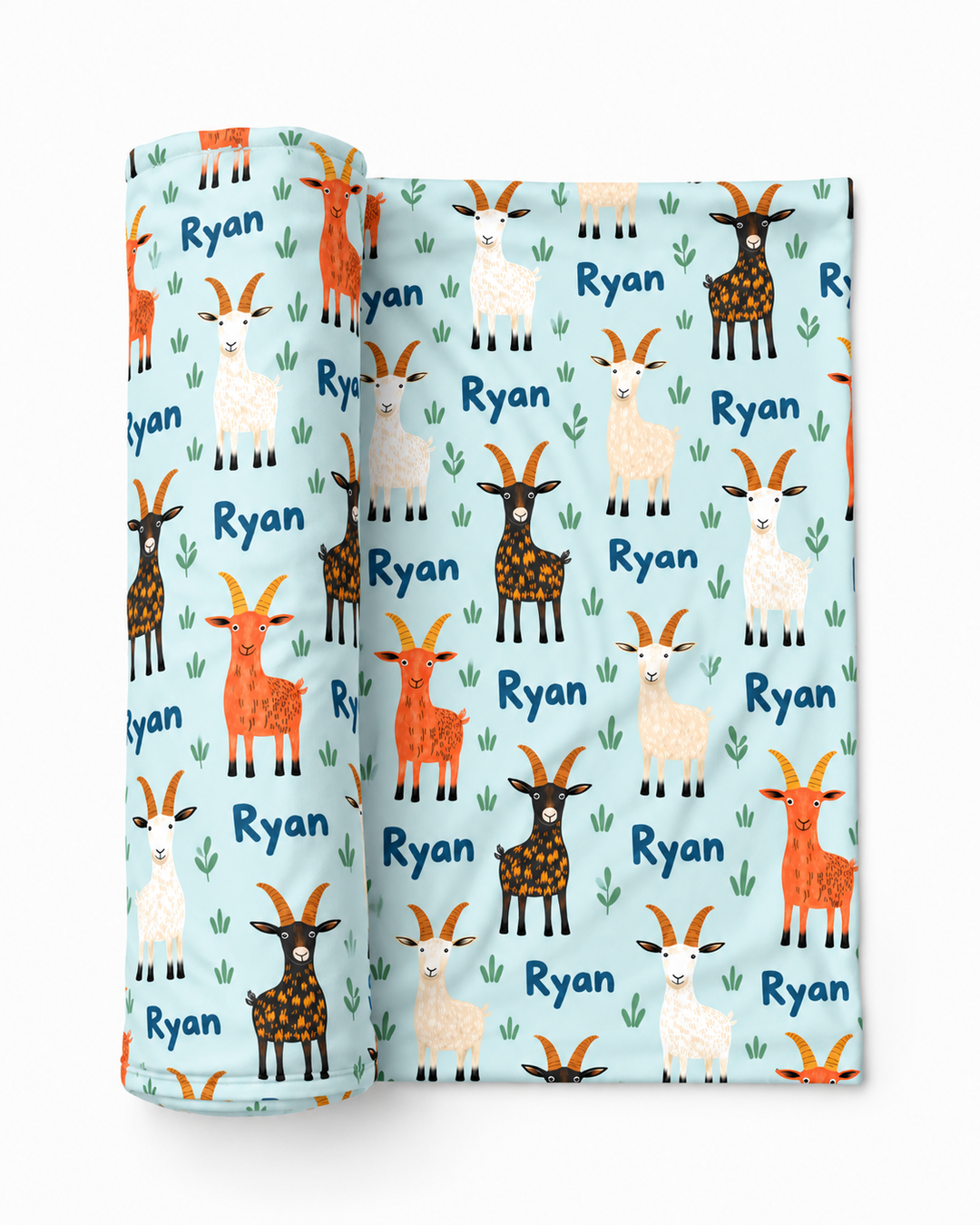 Colorful Goat Bamboo Swaddle Blanket