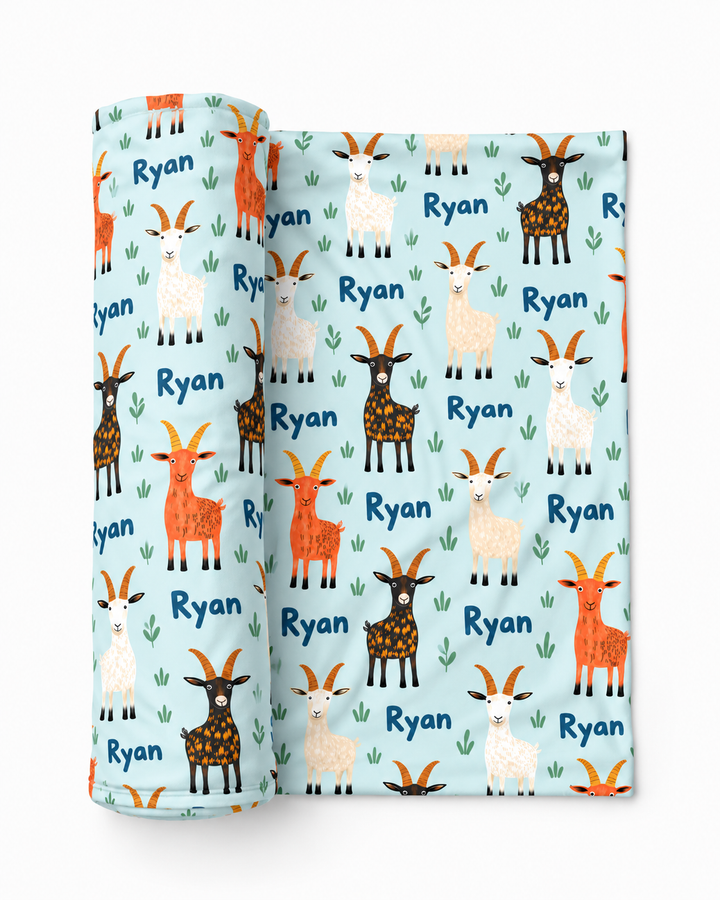 Colorful Goat Bamboo Swaddle Blanket