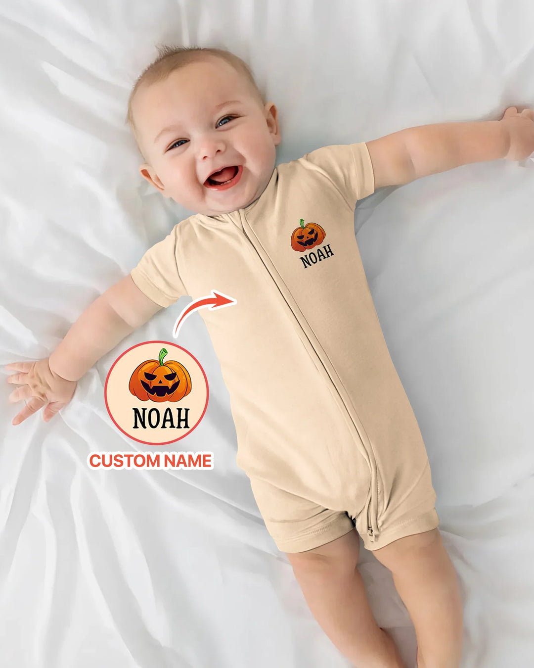 Personalized Spooky One First Birthday Halloween Bamboo Shorty Zippy