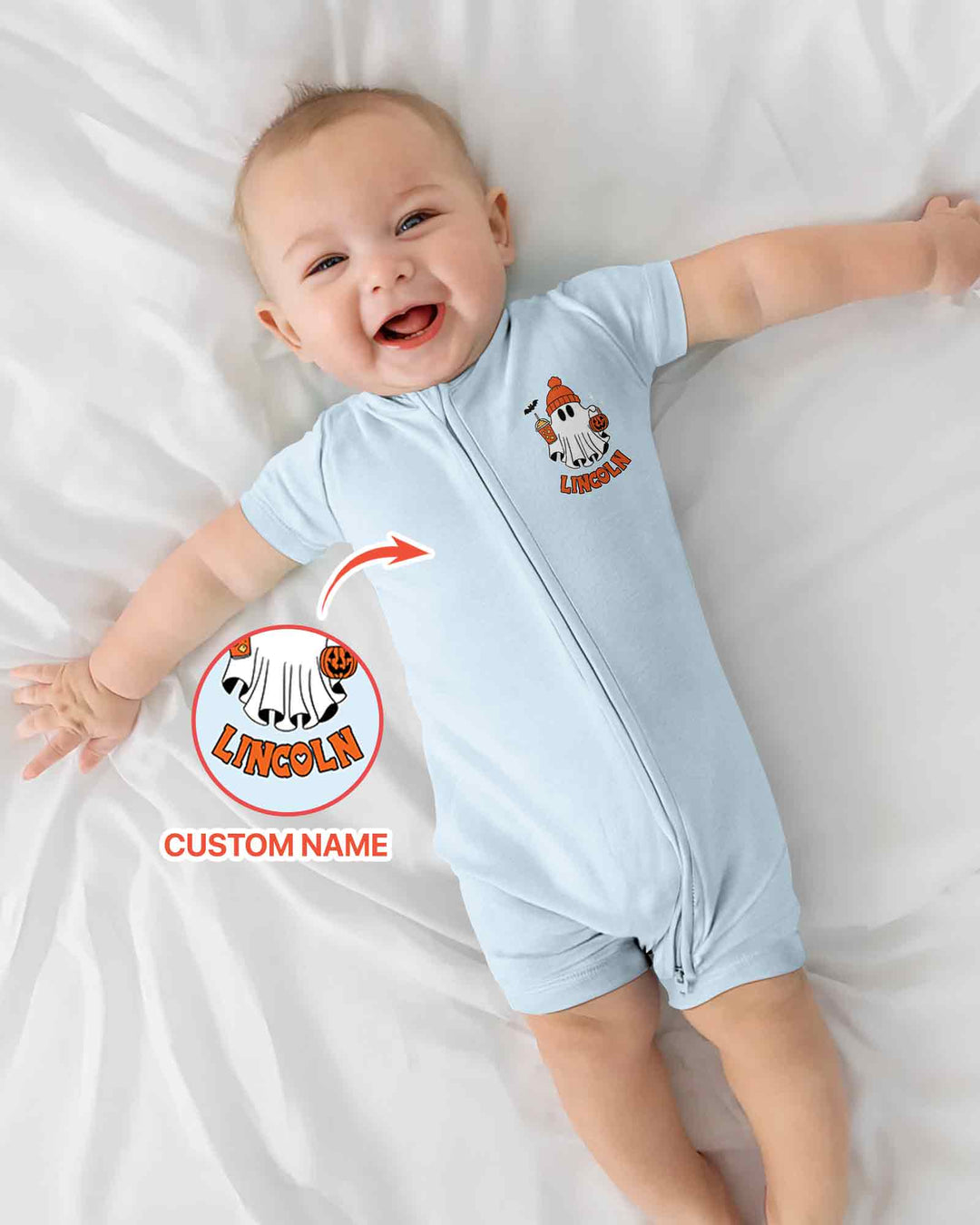 Personalized One Spooky Dude Halloween Baby Birthday Halloween Bamboo Shorty Zippy