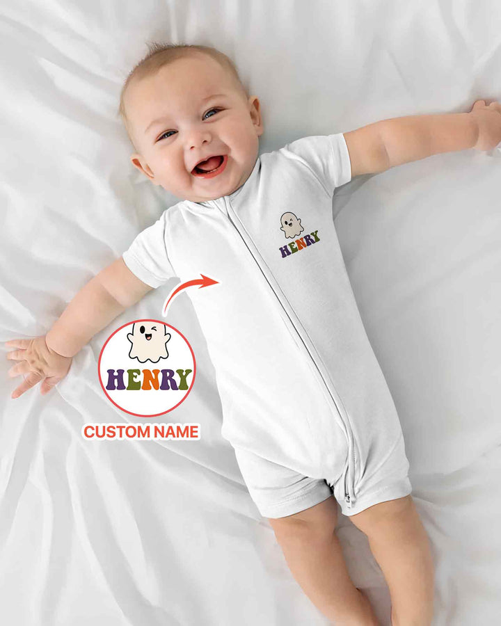 Personalized Halloween First Birthday Bamboo Shorty Zippy