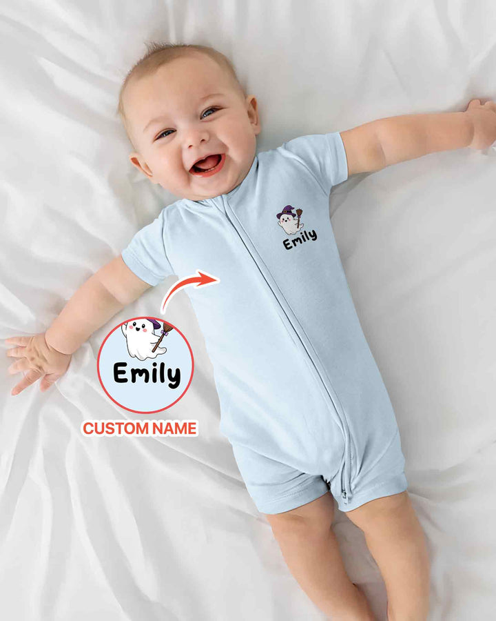 Personalized Spooky One Baby Boo Halloween First Birthday Bamboo Shorty Zippy
