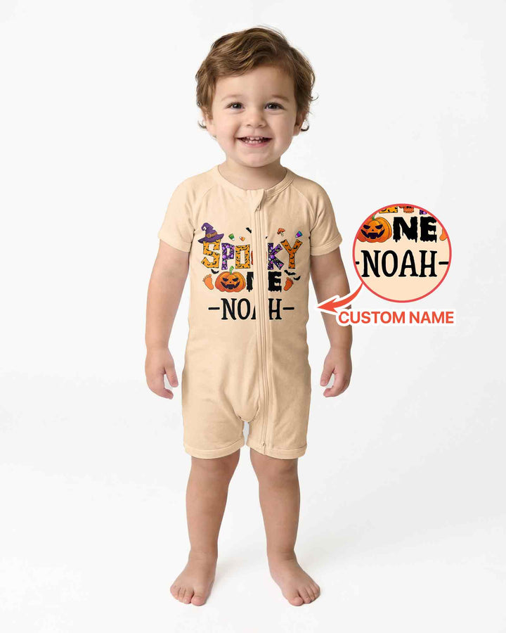 Personalized Spooky One First Birthday Halloween Bamboo Shorty Zippy