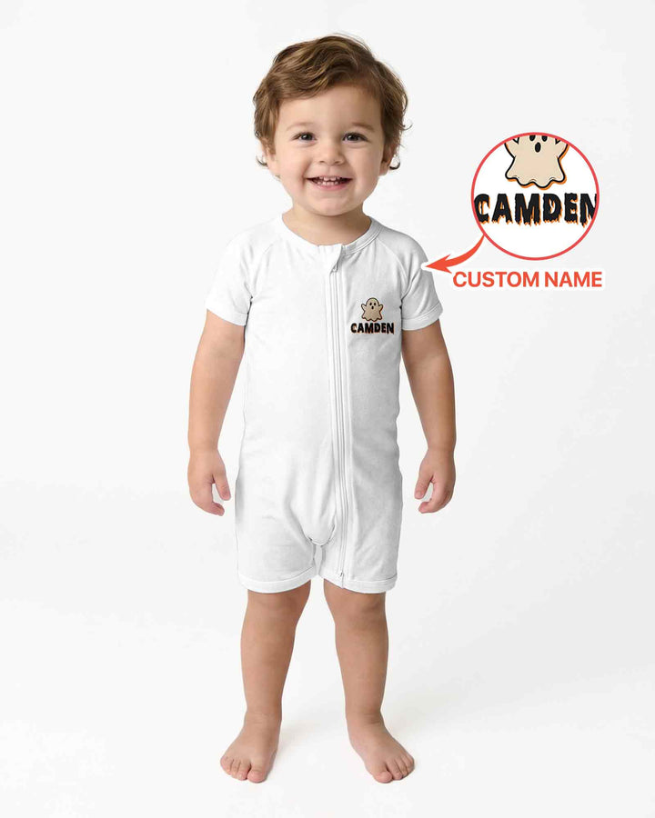 Personalized Ghost Halloween Baby Bamboo Shorty Zippy