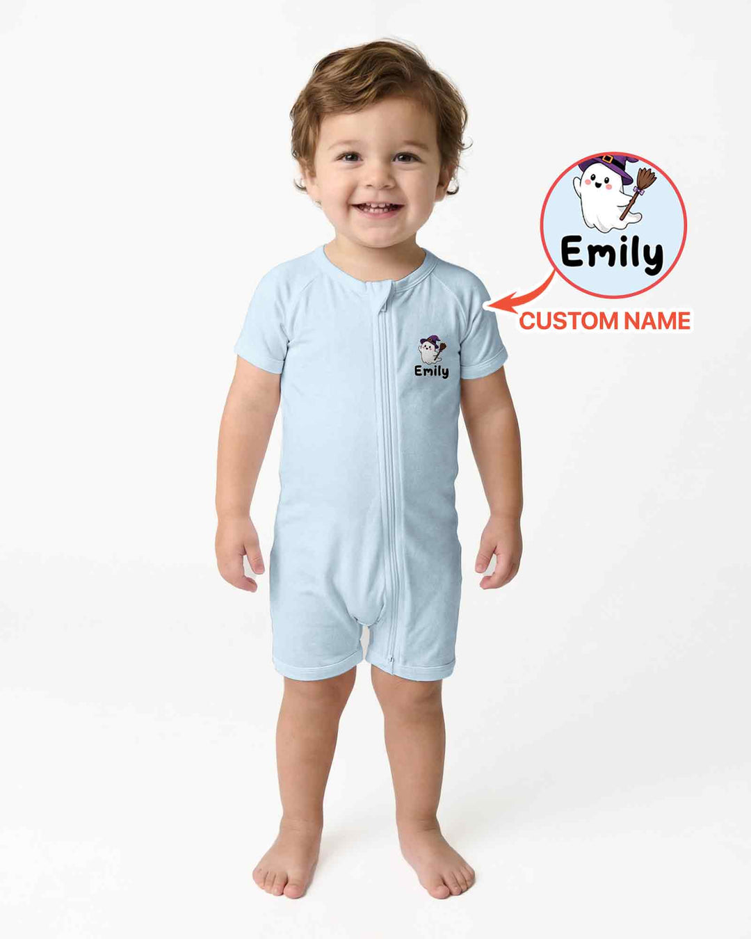 Personalized Spooky One Baby Boo Halloween First Birthday Bamboo Shorty Zippy