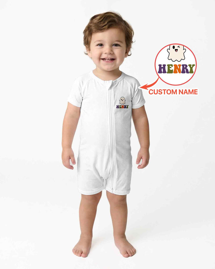 Personalized Halloween First Birthday Bamboo Shorty Zippy